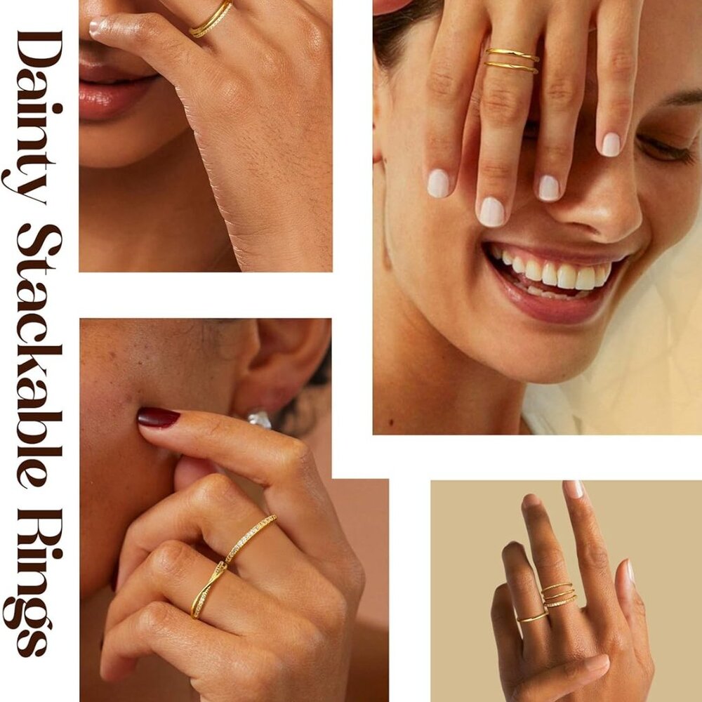 Versatile Gold Stackable & Adjustable Ring Set - … - image 5